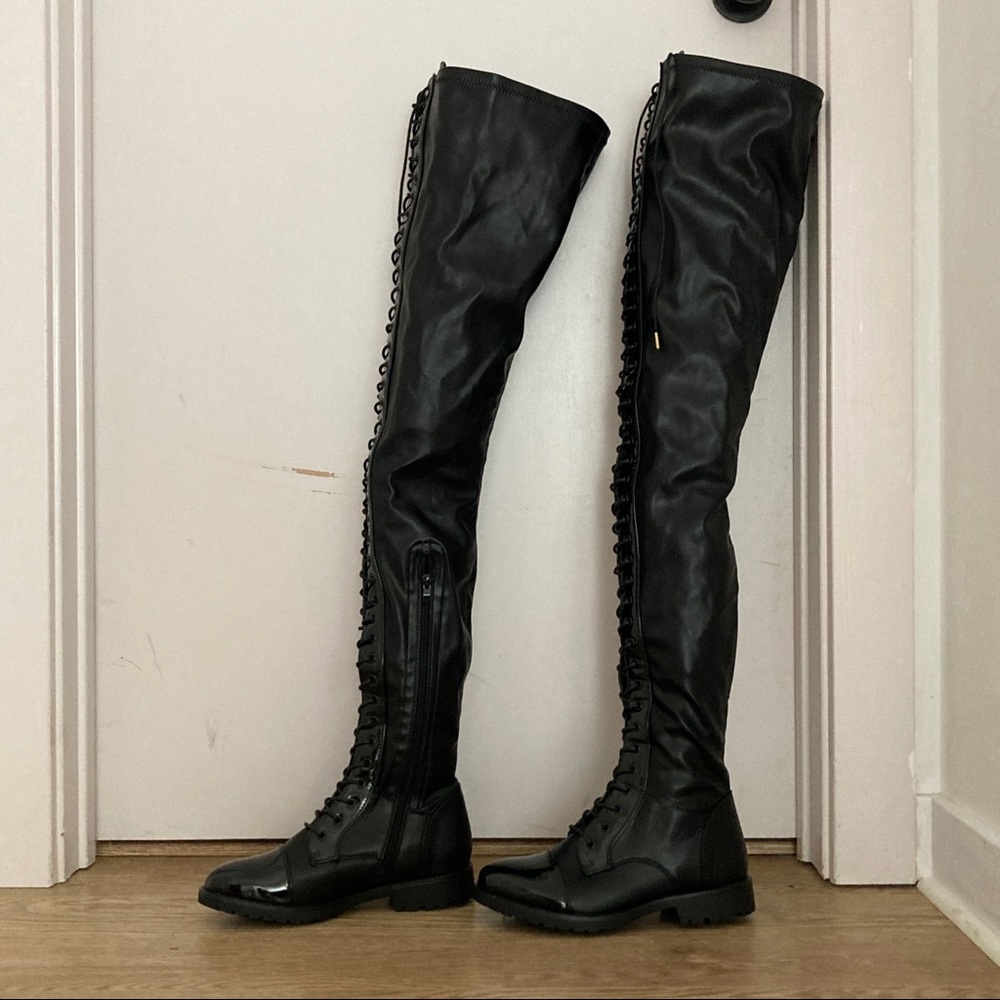 Azalea Wang Revived Thigh High Combat Boots